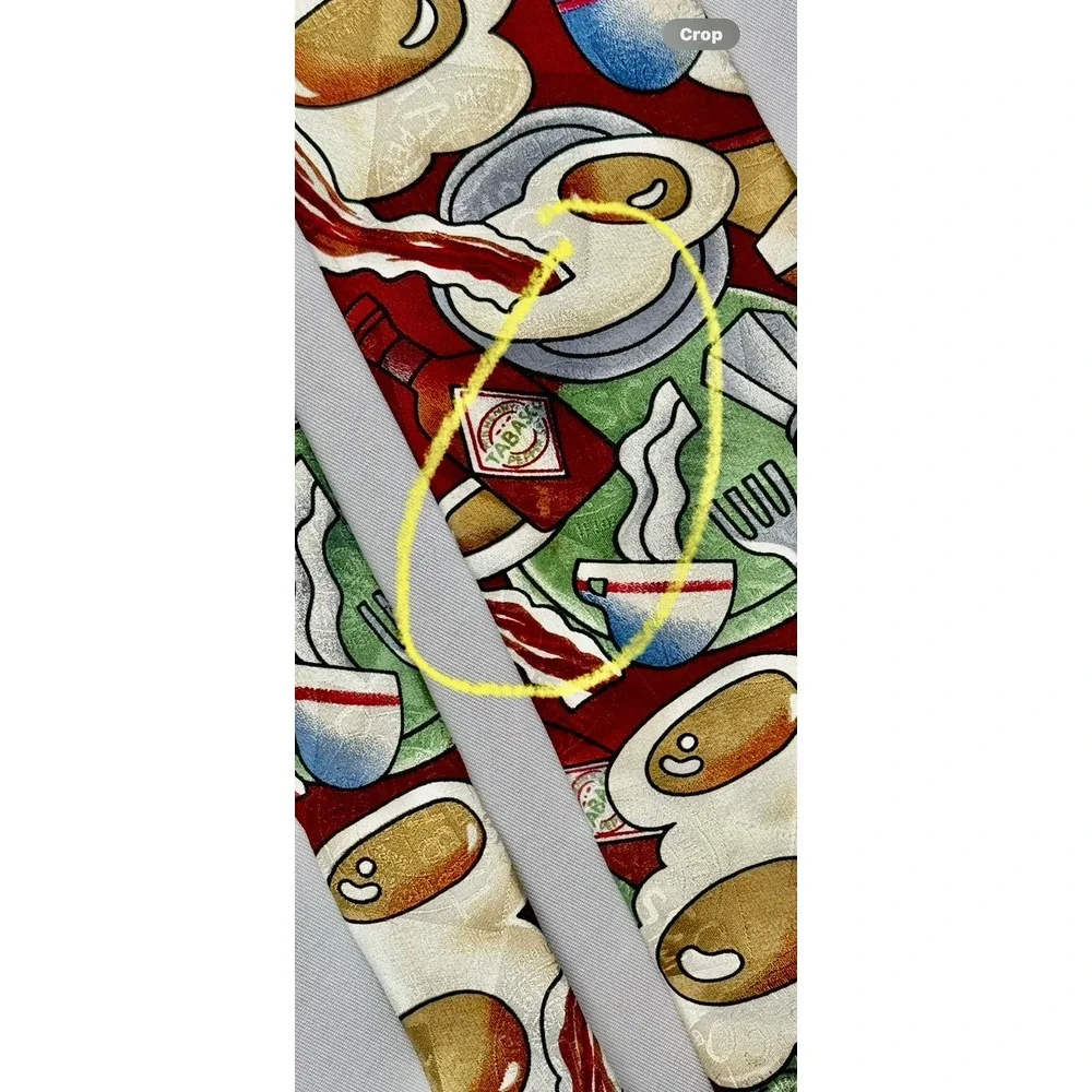 VTG Tabasco 100% Silk Tie Spicy Eggs and Bacon W-4